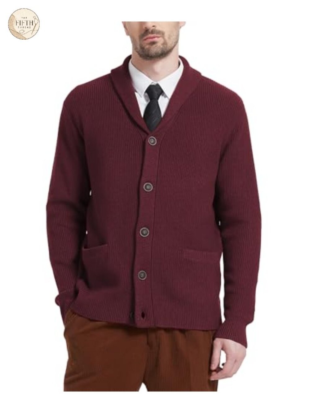 Mens Wool Blend Shawl Collar Cardigan Sweater Button Down Knitwear Pockets